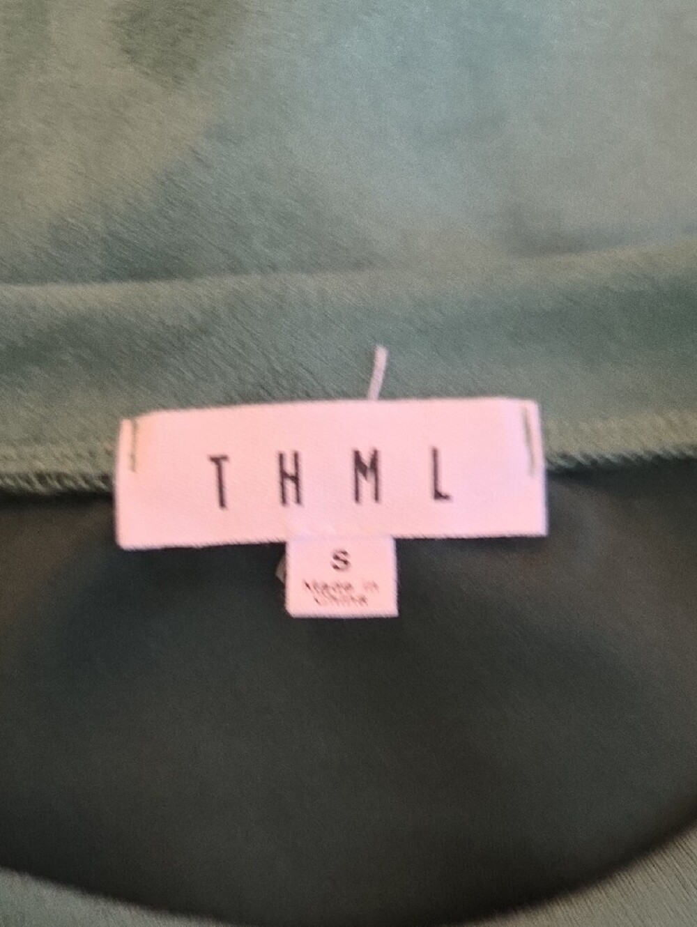 THML Green Twist-Front Faux Suede Puff Sleeve Top - Picture 3 of 3